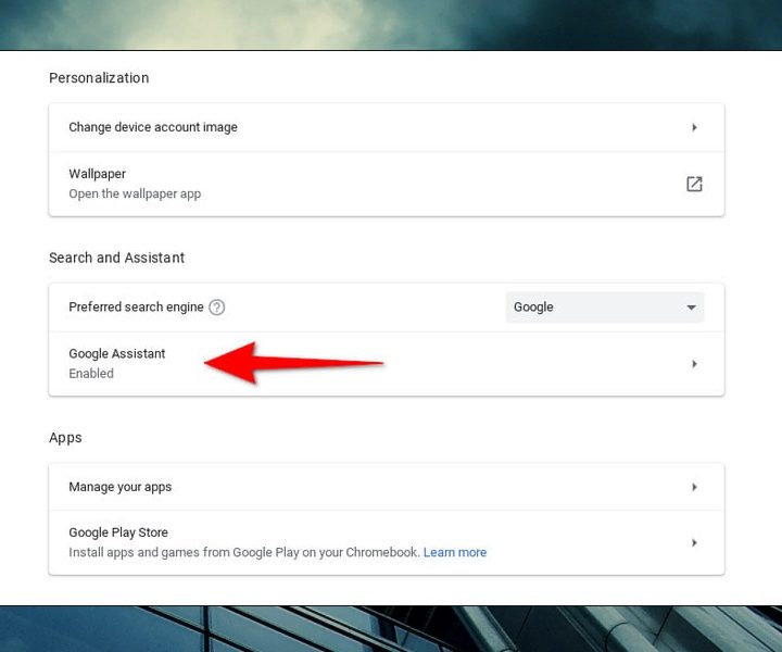 Configuración del Asistente de Google para Chromebook.