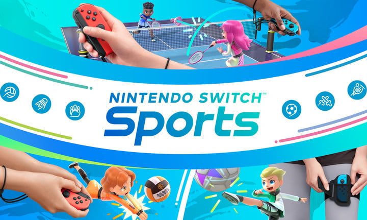 Ilustraciones de Nintendo Switch Sports muestran el uso de los Joy-Cons en varios deportes.