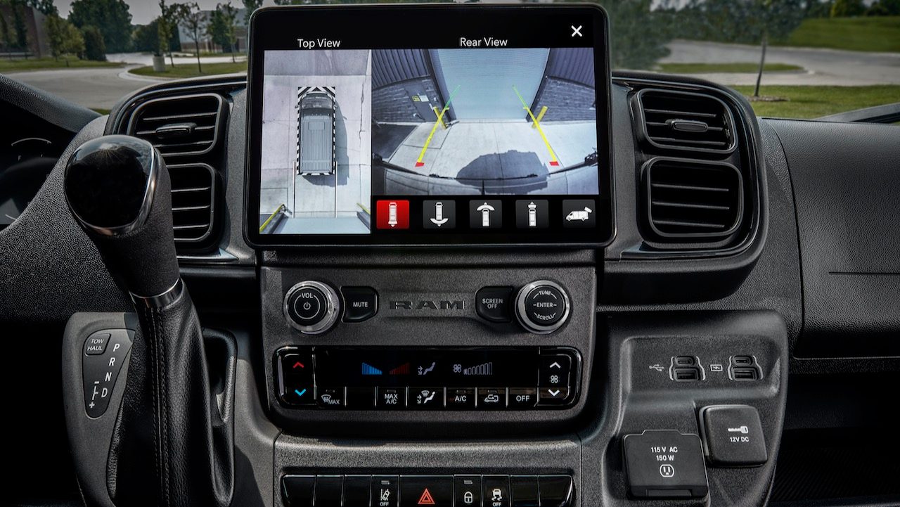 ram promaster 2023 fully configurable uconnect 5 touchscreen display with 360 degree surround view camera