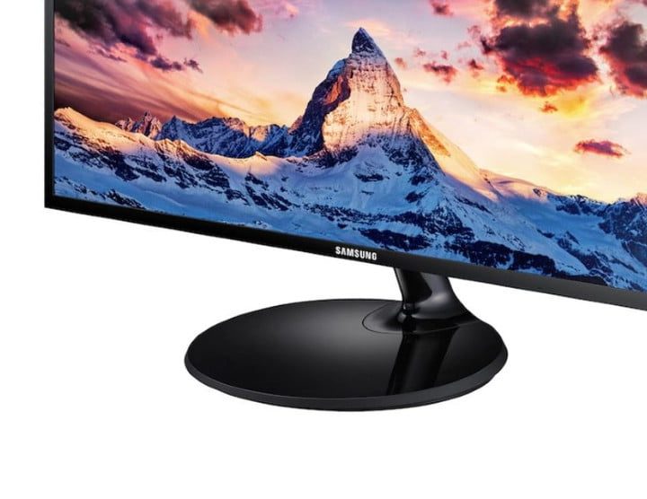 Vista parcial de la base y monitor Samsung SF354 de 27 pulgadas.