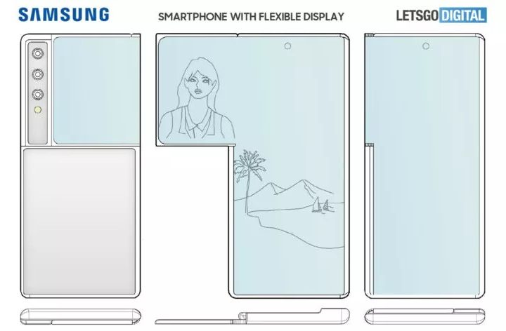 Una imagen conceptual de un teléfono plegable de Samsung.
