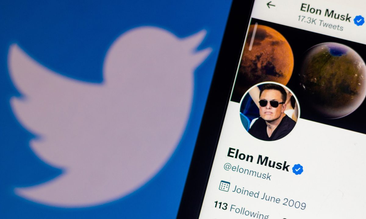 In this photo illustration, the official profile of Elon Musk