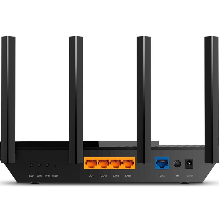 Router Archer AX73, el cual se distingue por sus seis antenas y por ser compatible con Wi-Fi 6.