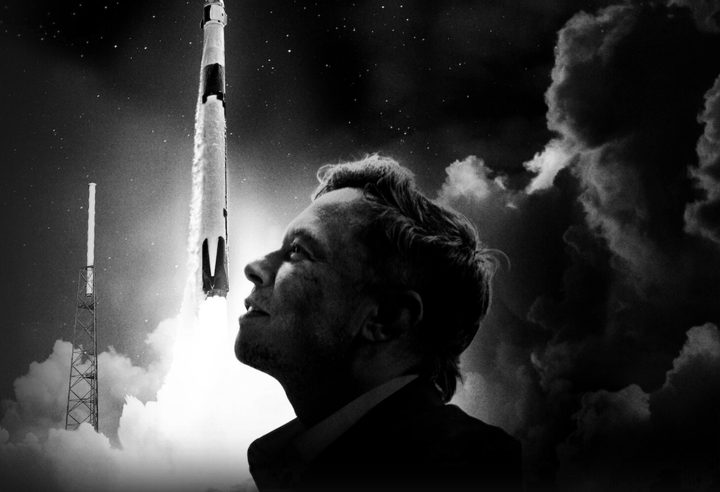 Elon Musk en el afiche de Regreso al espacio (2022).