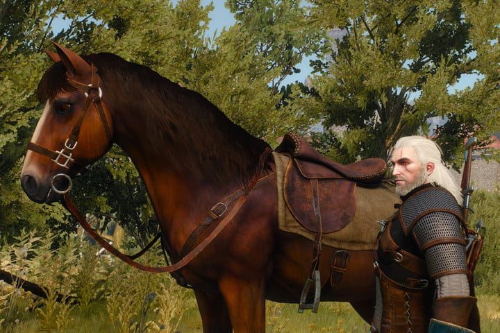 Geralt de The Witcher 3 y su caballo Roach.