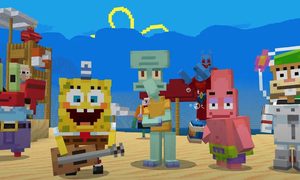 bob esponja llega a minecraft squarepants