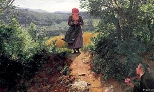 mujer 1860 sostiene iphone cuadro 65579474 303