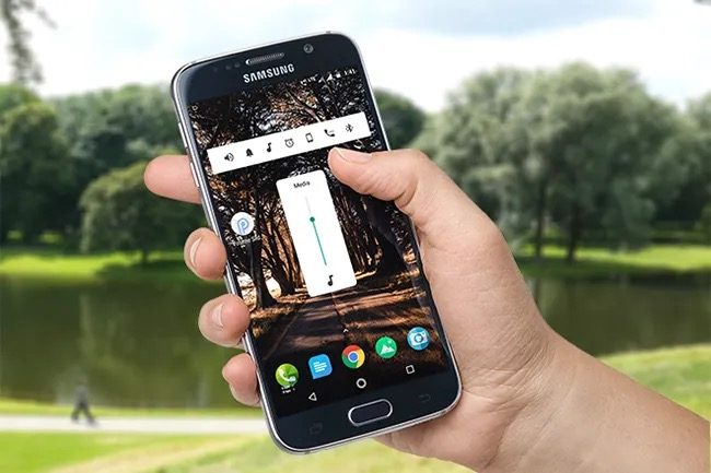 Indicador de volumen en un celular Samsung Galaxy
