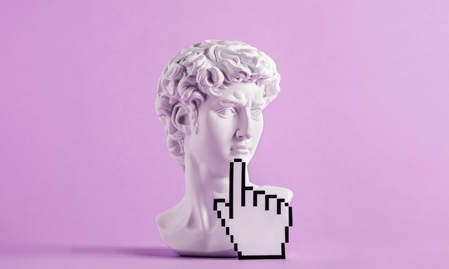 Busto de David con un dedo-cursor – Cuáles son las mejores plataformas para comprar y vender NFT.