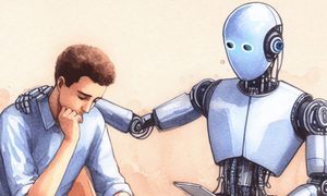 IA consuela a un humano
