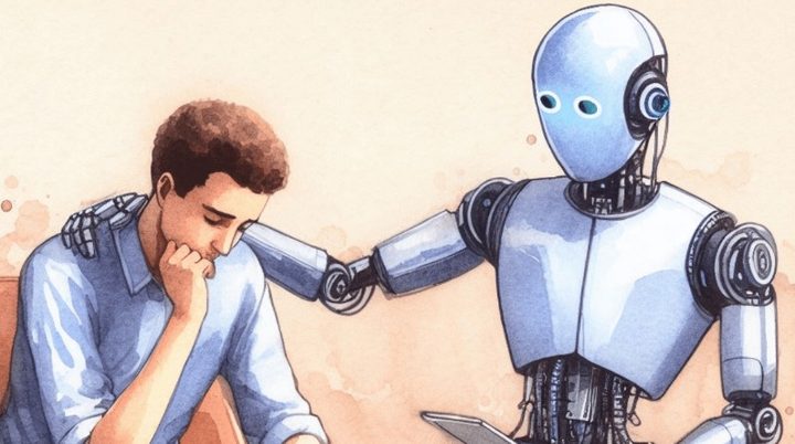 IA consuela a un humano