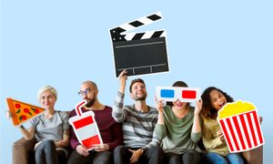 cinco aplicaciones si te gusta el cine grupo amigos diversos emoticonos pelicula