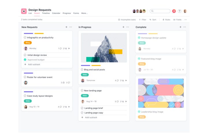 Software de gestión de proyectos Asana.