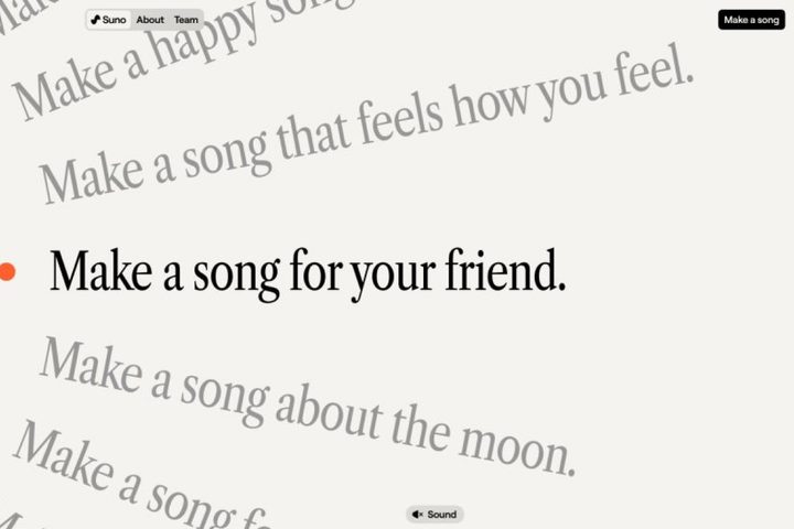 Sitio web de Suno AI.