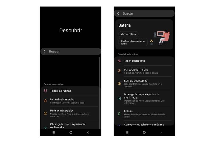 Descubrir en Modos y Rutinas Samsung.