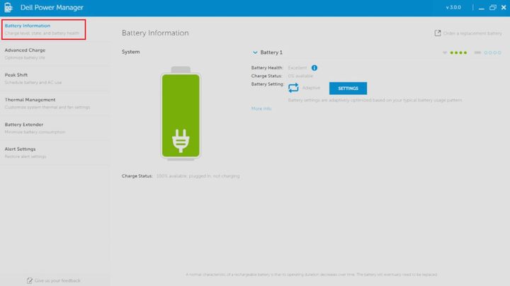 Cómo limitar la carga máxima de la batería de una laptop Dell.