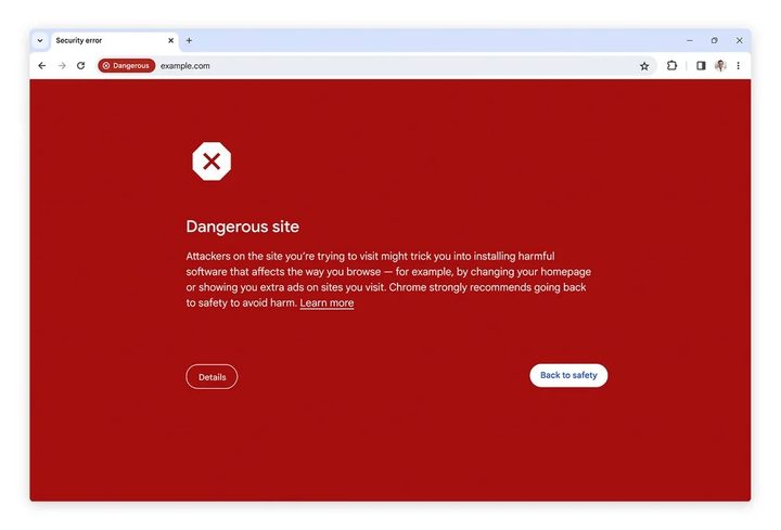 Una imagen de la función Navegación segura de Chrome.