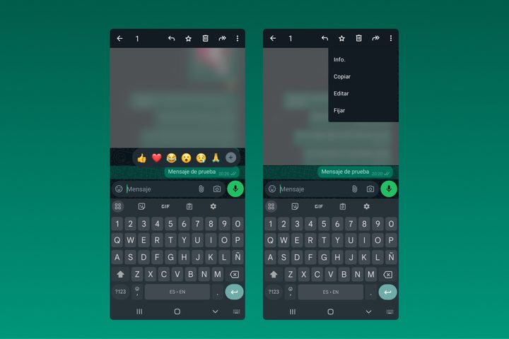 Editar mensaje en WhatsApp.