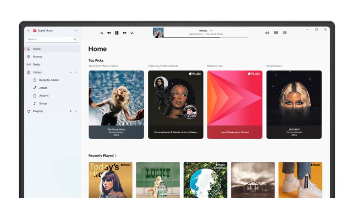 Una imagen de la app de Apple Music para Windows.