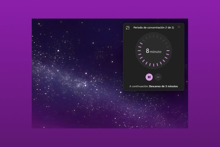 Sesiones de concentración en Windows 11.