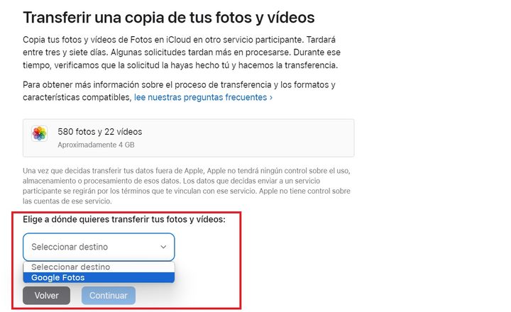 Cómo pasar fotografías de iCloud a Google Fotos.