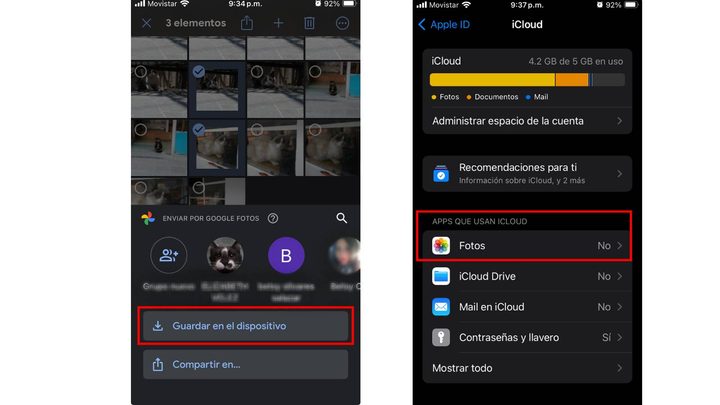Cómo pasar las fotos de Google Fotos a iCloud.