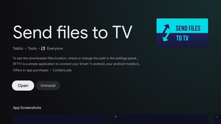 Una imagen de la aplicación Send Files to TV para Android TV.