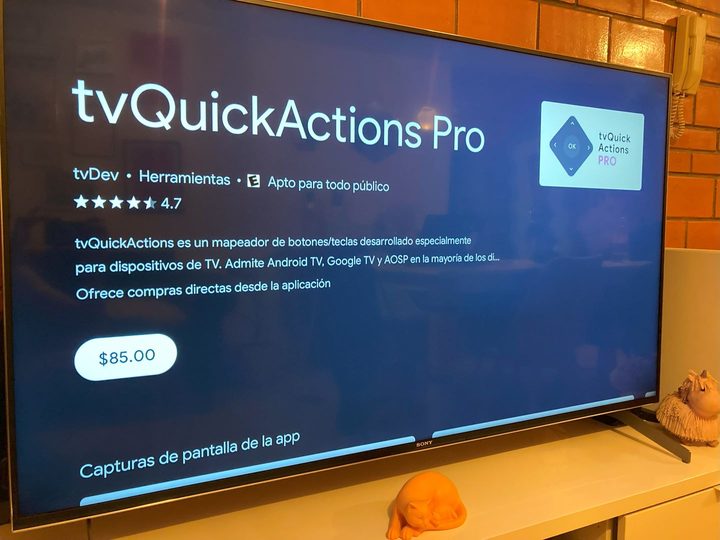 Una imagen de la app tvQuickActions Pro para Android TV.