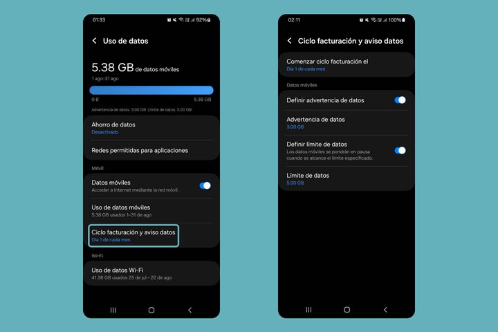 Bloquear datos móviles Android
