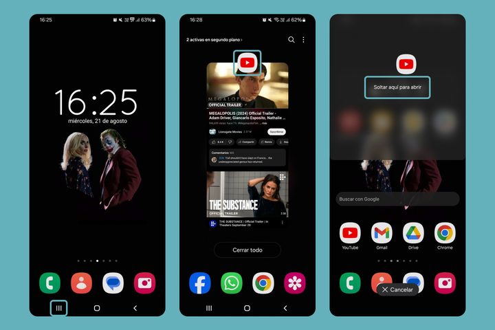 Cómo dividir la pantalla en tu celular Samsung 1