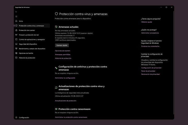 Protección antivirus Windows.