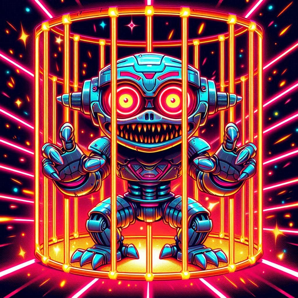 Robot IA maligno encerrado en jaula