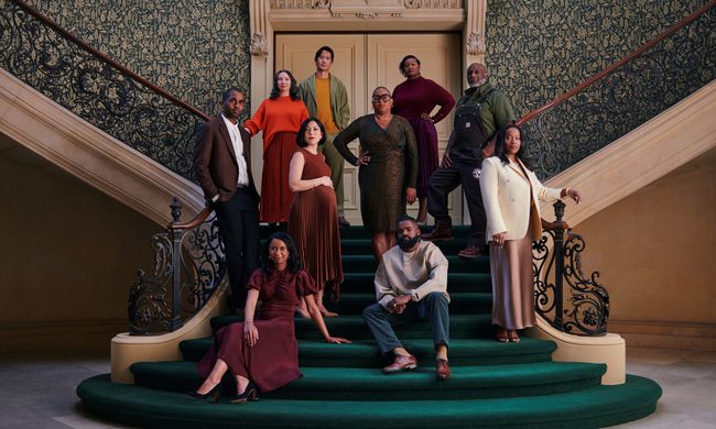 group of people on stairs