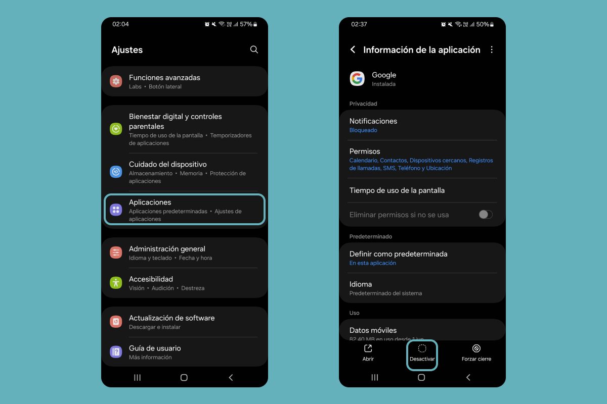 Cómo desactivar la aplicación de Google.