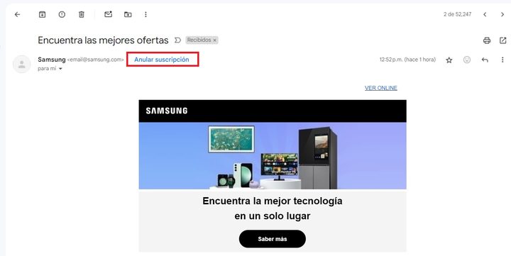 Cómo dejar de recibir correos de suscripciones.