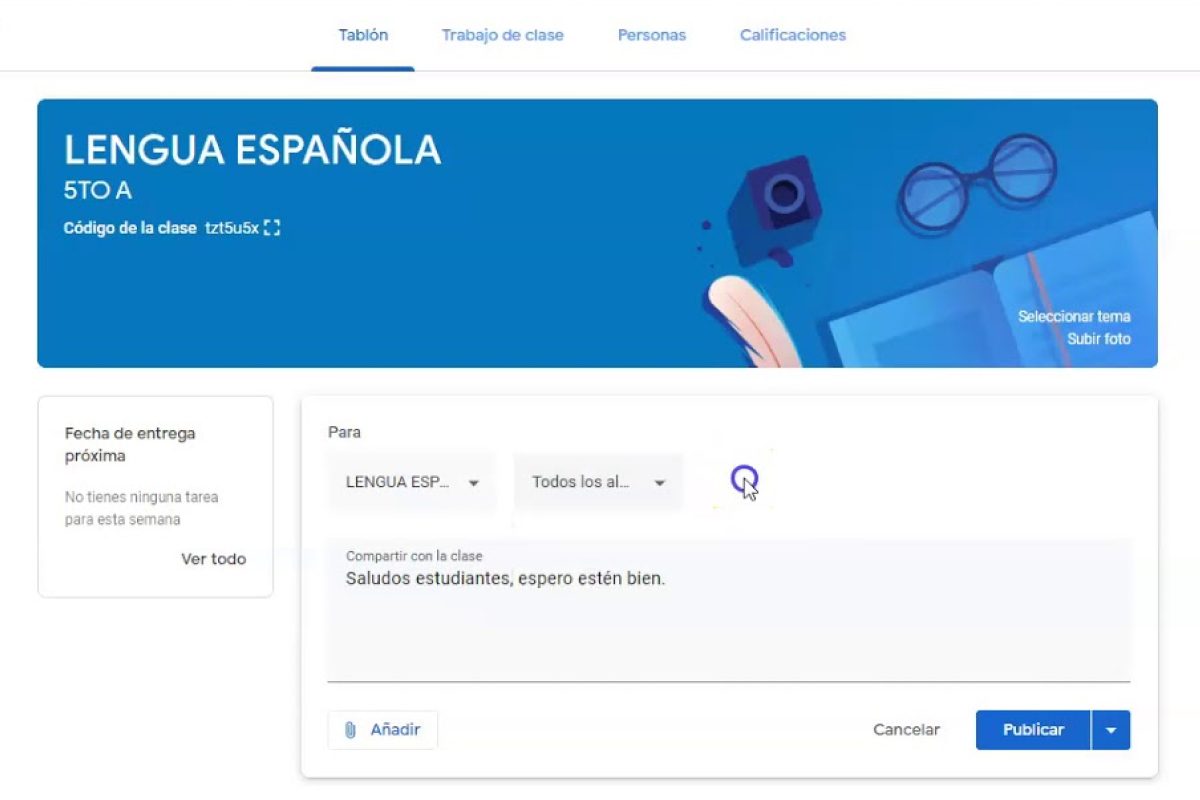 Tablón Google Classroom