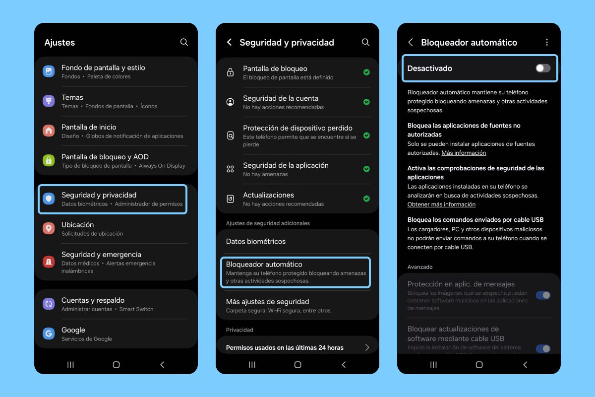 Android Auto no funciona tras actualizar tu Samsung Bloqueador automático