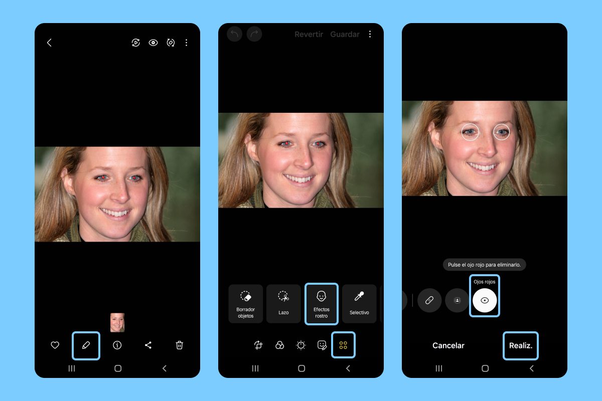 Cómo quitar los ojos rojos de tus fotos en Android Samsung Galaxy