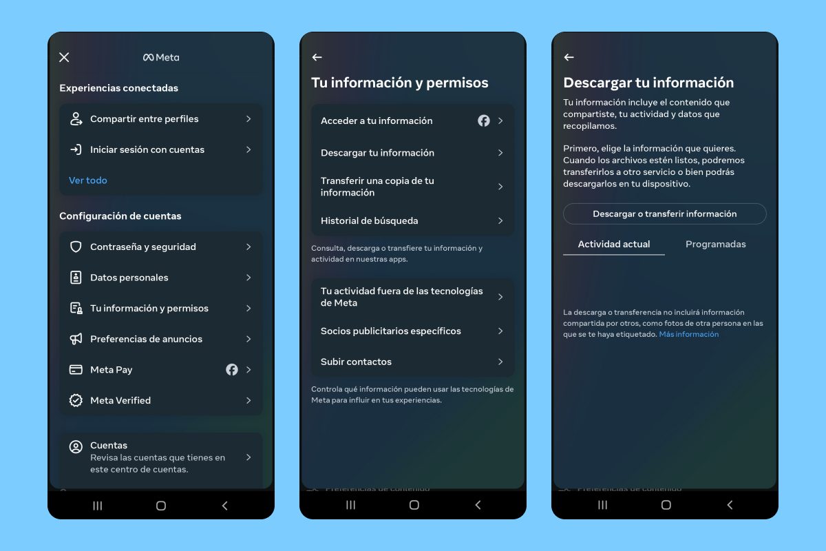 Descargar tu información Facebook