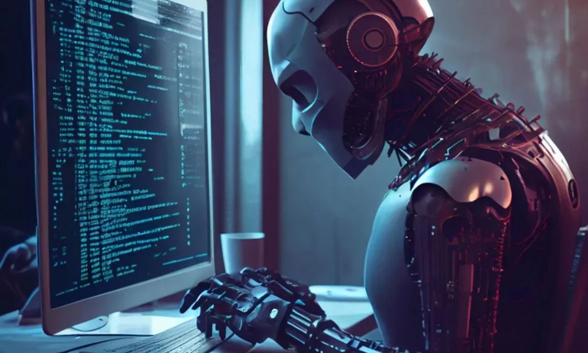 IA- robot frente a un PC