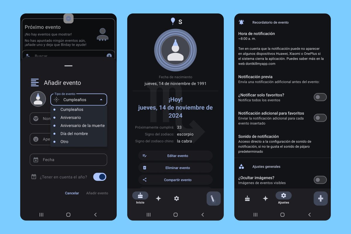 Recordar cumpleaños app Birday