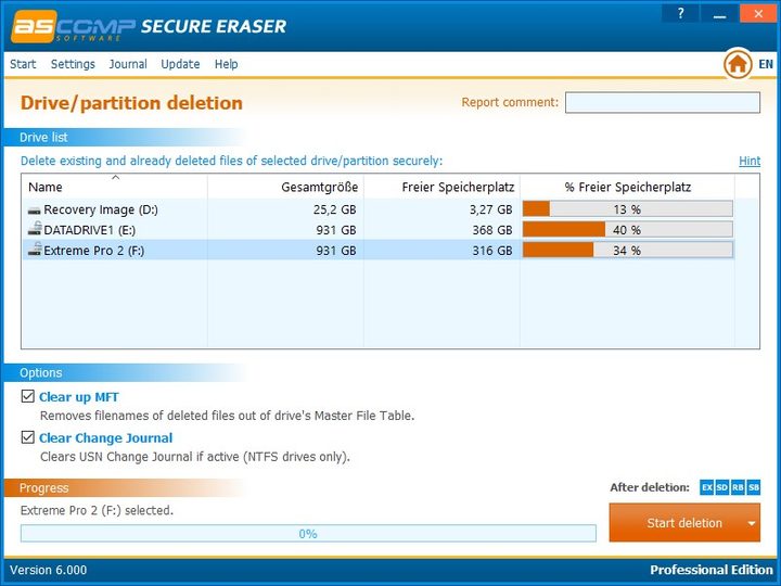 Una imagen de la herramienta para borrar discos de Ascomp.