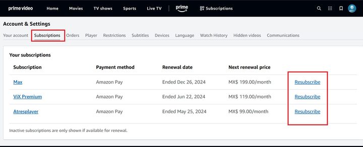 Cómo cancelar suscripciones en Amazon Prime Video.