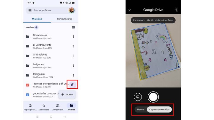 ¿Cómo escanear un documento con Drive?