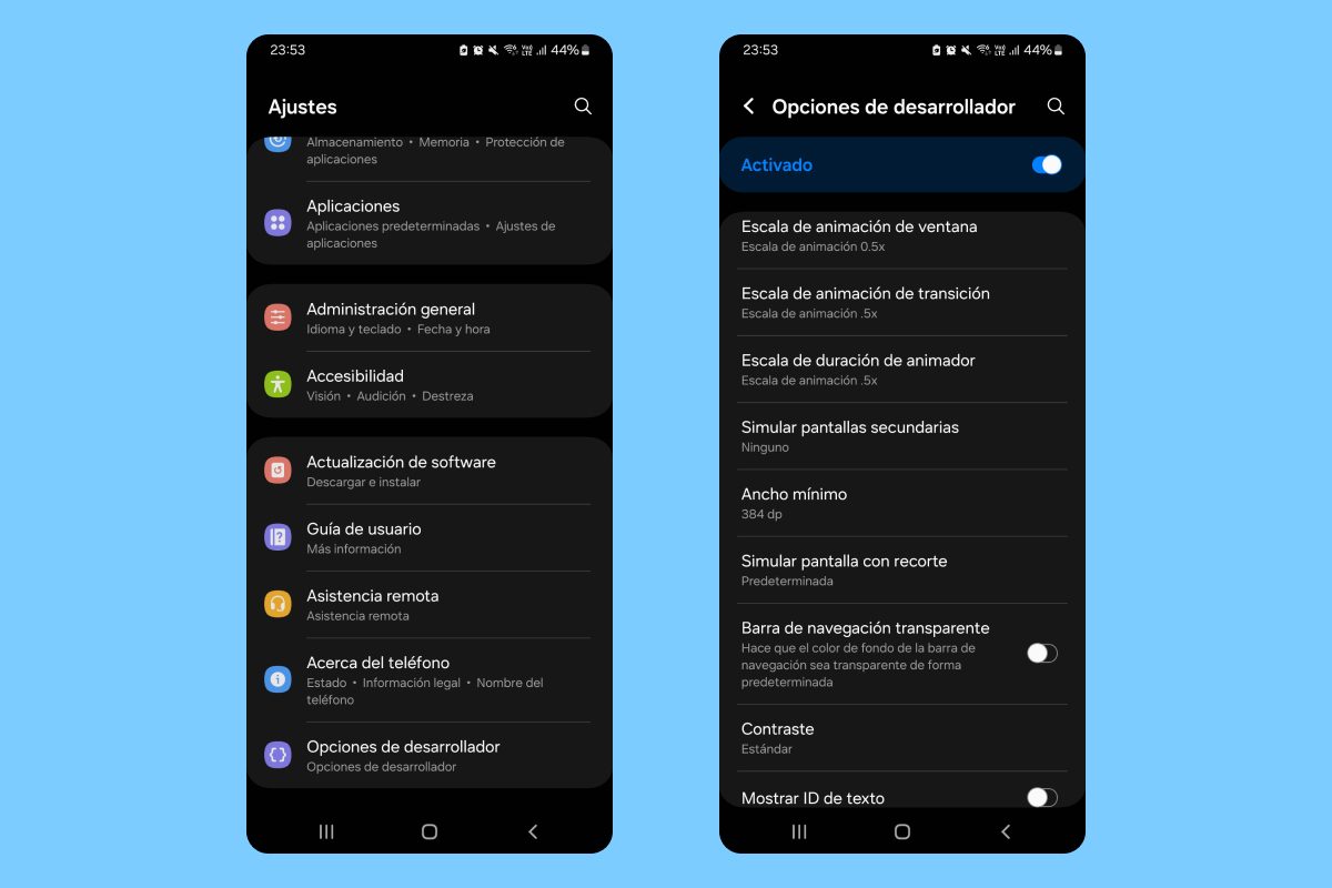 Acelera las animaciones Ajustes Android