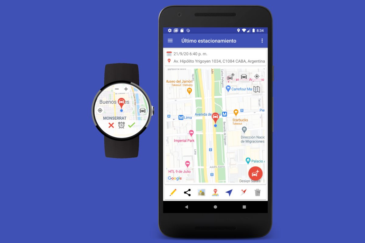 ParKing Dónde está mi carro app estacionamiento smartwatch