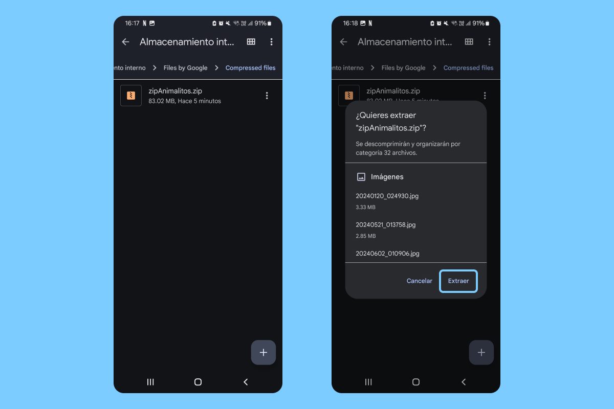 Cómo descomprimir archivos en Android