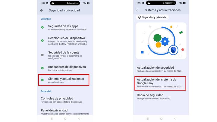 Cómo realizar la actualización del sistema de Google Play.