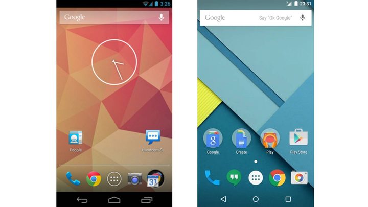 Comparativa entre Android Jelly Bean y Android Lollipop.