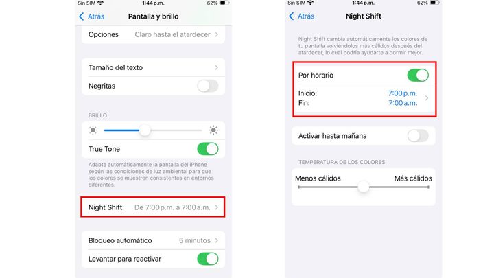¿Cómo ajustar Night Shift en iOS?